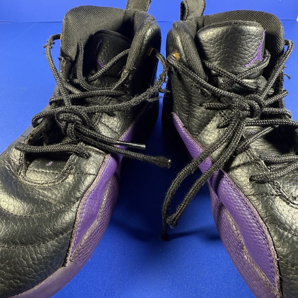 Nike Air Jordan 12 Retro Shoes Youth 2.5Y Black Purple Basketball Sneakers‎ Lace - Picture 11 of 12